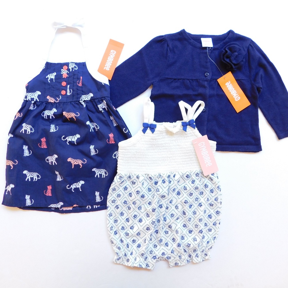 Gymboree Baby Girl Dress Romper Cardigan Outfit 6-12 Mo Clothes Lot NWT